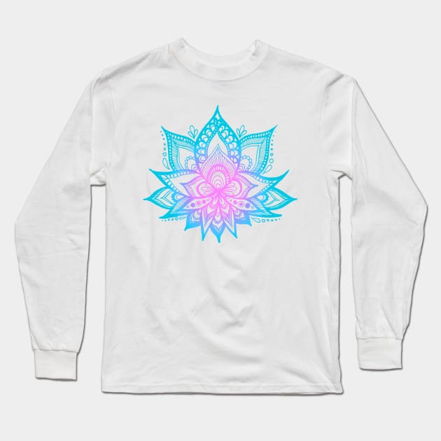 Pastel Vibes Lotus Flower Mandala Long Sleeve T-Shirt by julieerindesigns